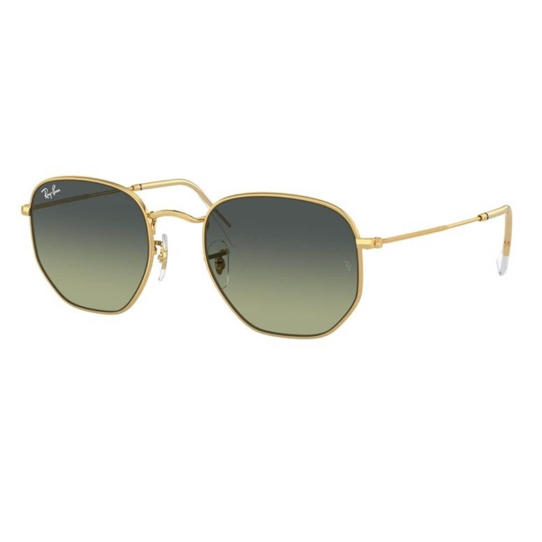 Ray-Ban Hexagonal RB3548 001/BH Arista Gold Frame and Green Vintage Lens Front Left View
