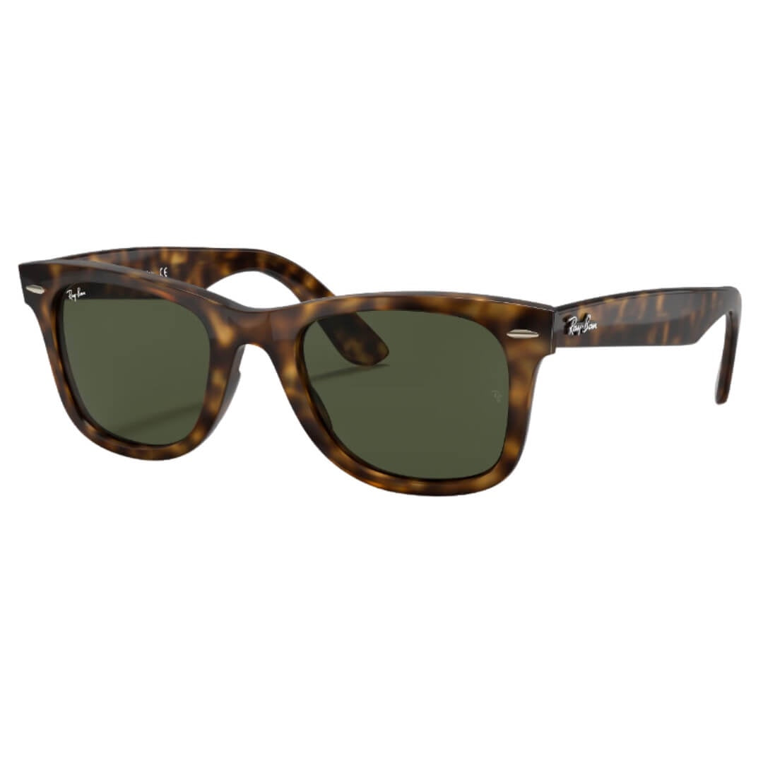 Ray-Ban Wayfarer RB4340 710 Light Havana Frame, Green Lens Front Left View