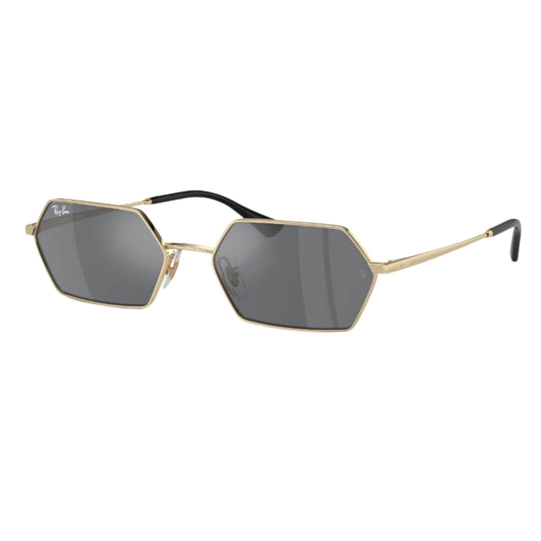 Ray-Ban Yevi RB3728 92136V 55 Light Gold Frame, Dark Grey Lens Front Left View
