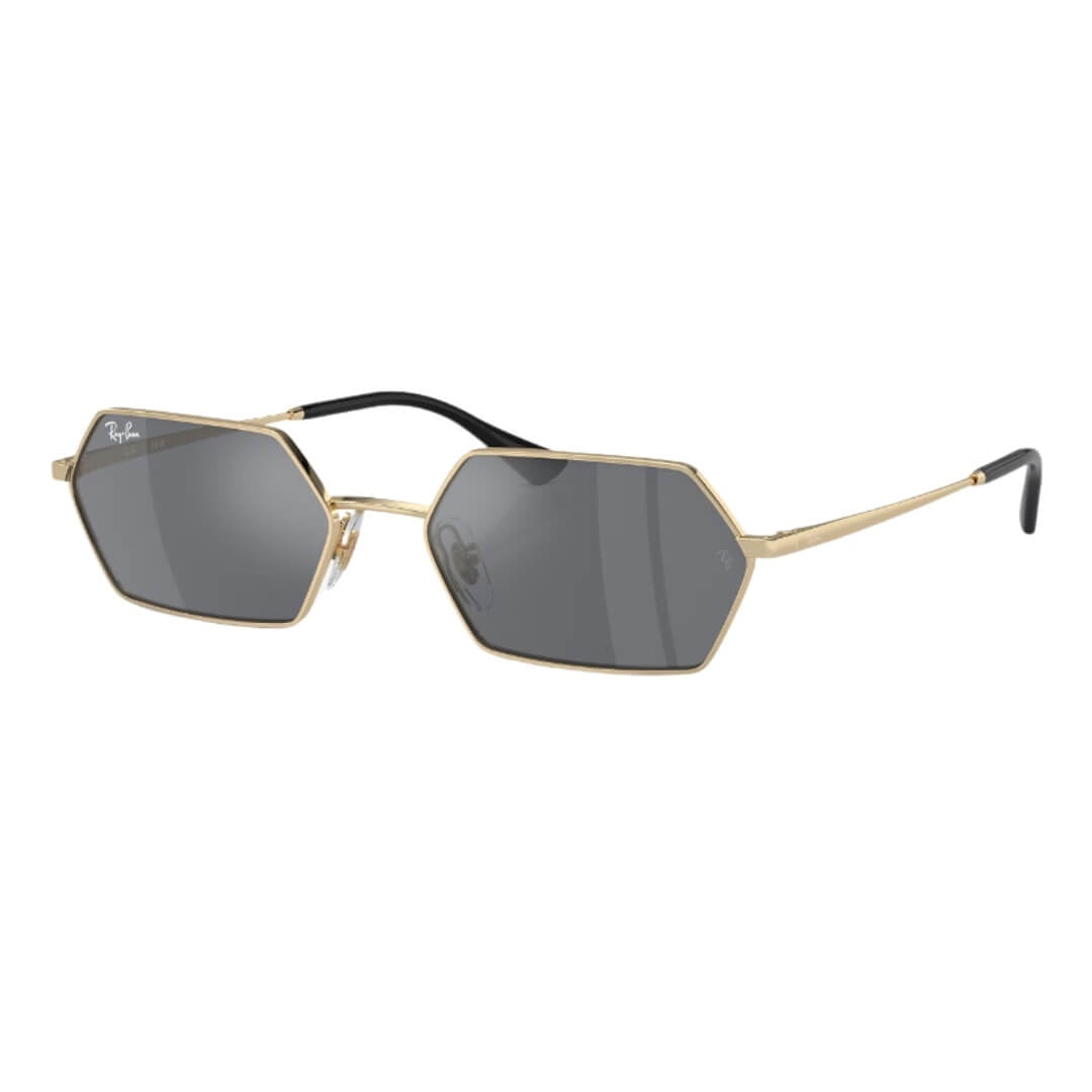 Ray-Ban Yevi RB3728 92136V 58 Light Gold Frame, Dark Grey Lens Front Left View
