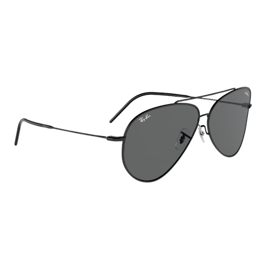 Ray-Ban Aviator Reverse RBR0101S 002/GR - Black Frame, Dark Grey Lens Front Right View
