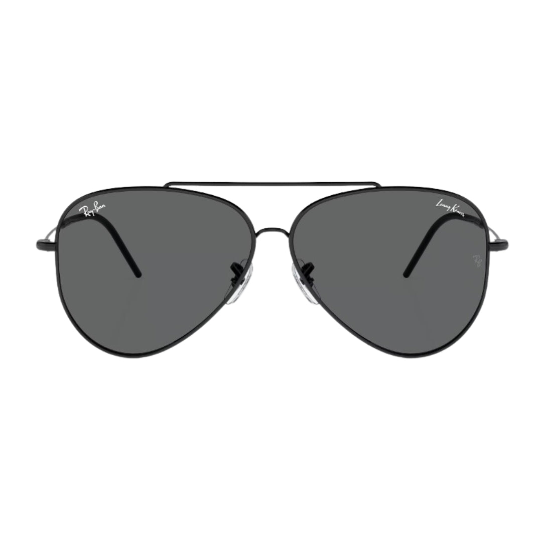 Ray-Ban Aviator Reverse RBR0101S 002/GR - Black Frame, Dark Grey Lens Front View
