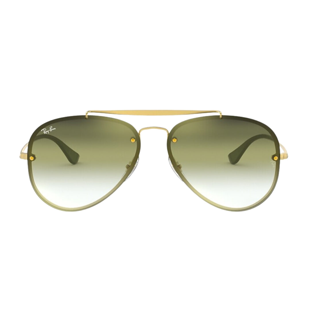 Ray-Ban Blaze Aviator RB3584N 91400R Gold - Green Close Up View