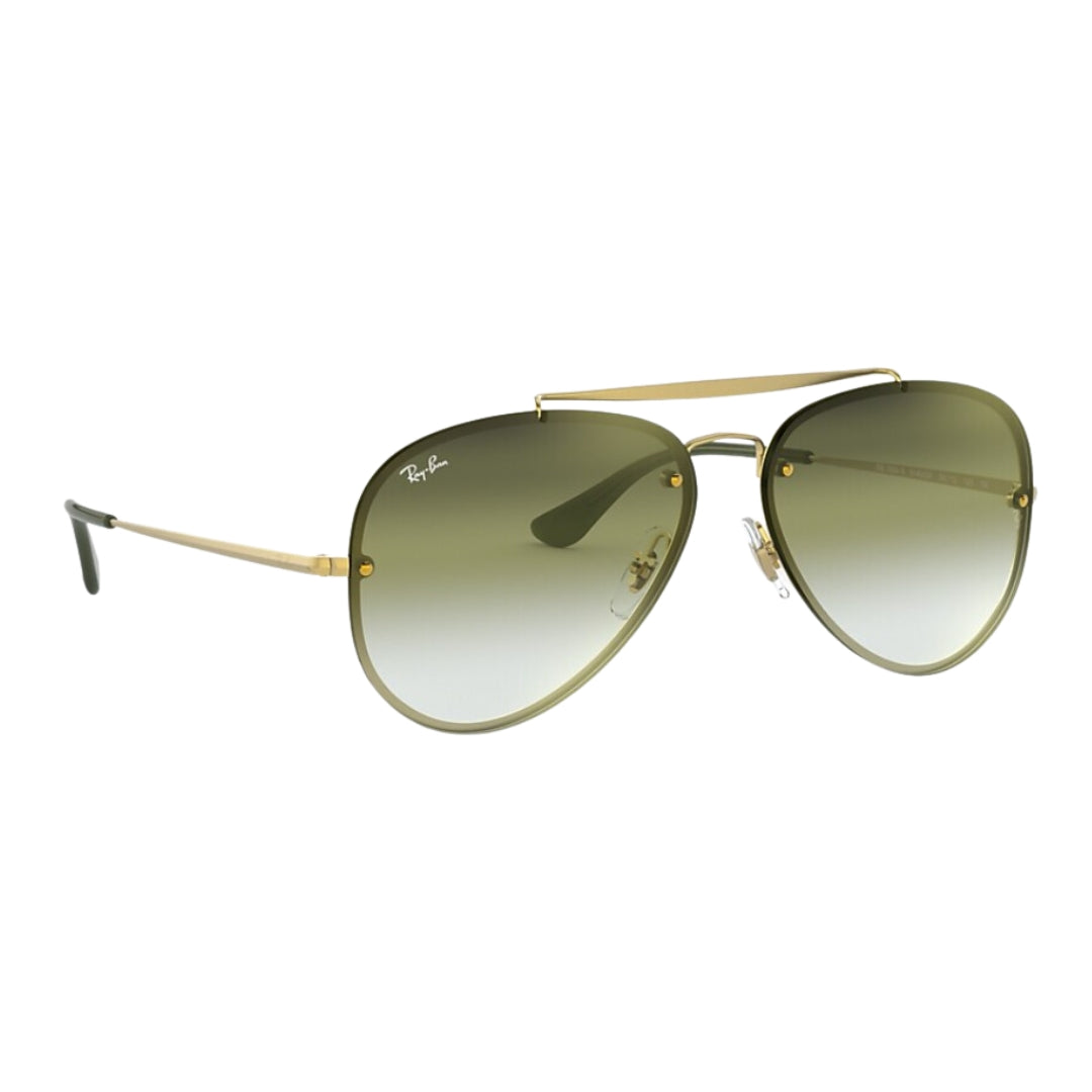 Ray-Ban Blaze Aviator RB3584N 91400R Gold - Green Front Right Side View