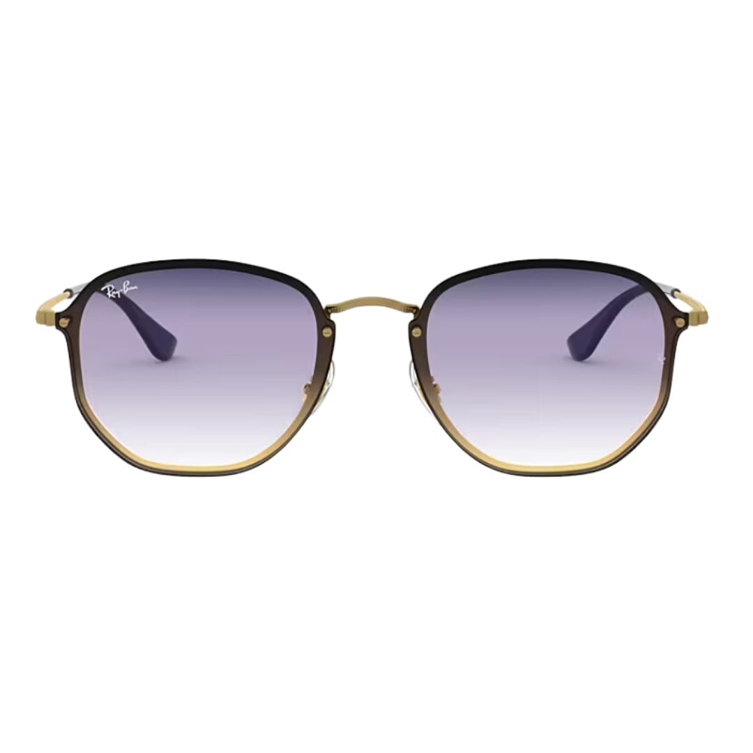 Ray-Ban Blaze Hexagonal RB3579N 91400U Gold - Violet/Blue Lenses Close Up view