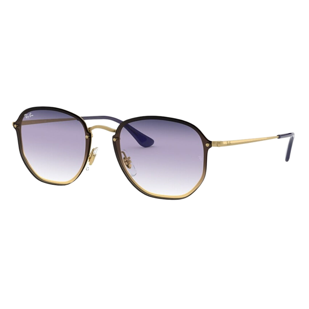 Ray-Ban Blaze Hexagonal RB3579N 91400U Gold - Violet/Blue Lenses Front Left View