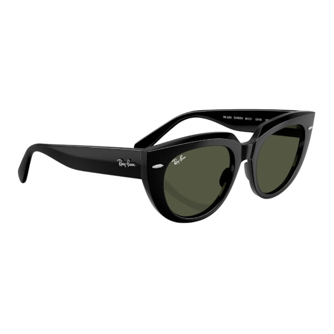 Ray-Ban Doreen RB2286 901/31 - Black Frame with Green Lens Front Right View
