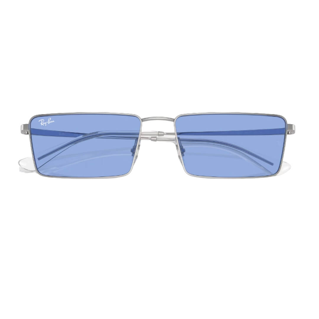 Ray-Ban Emy RB3741 003/80 - Silver Frame with Blue Lens Folded View
