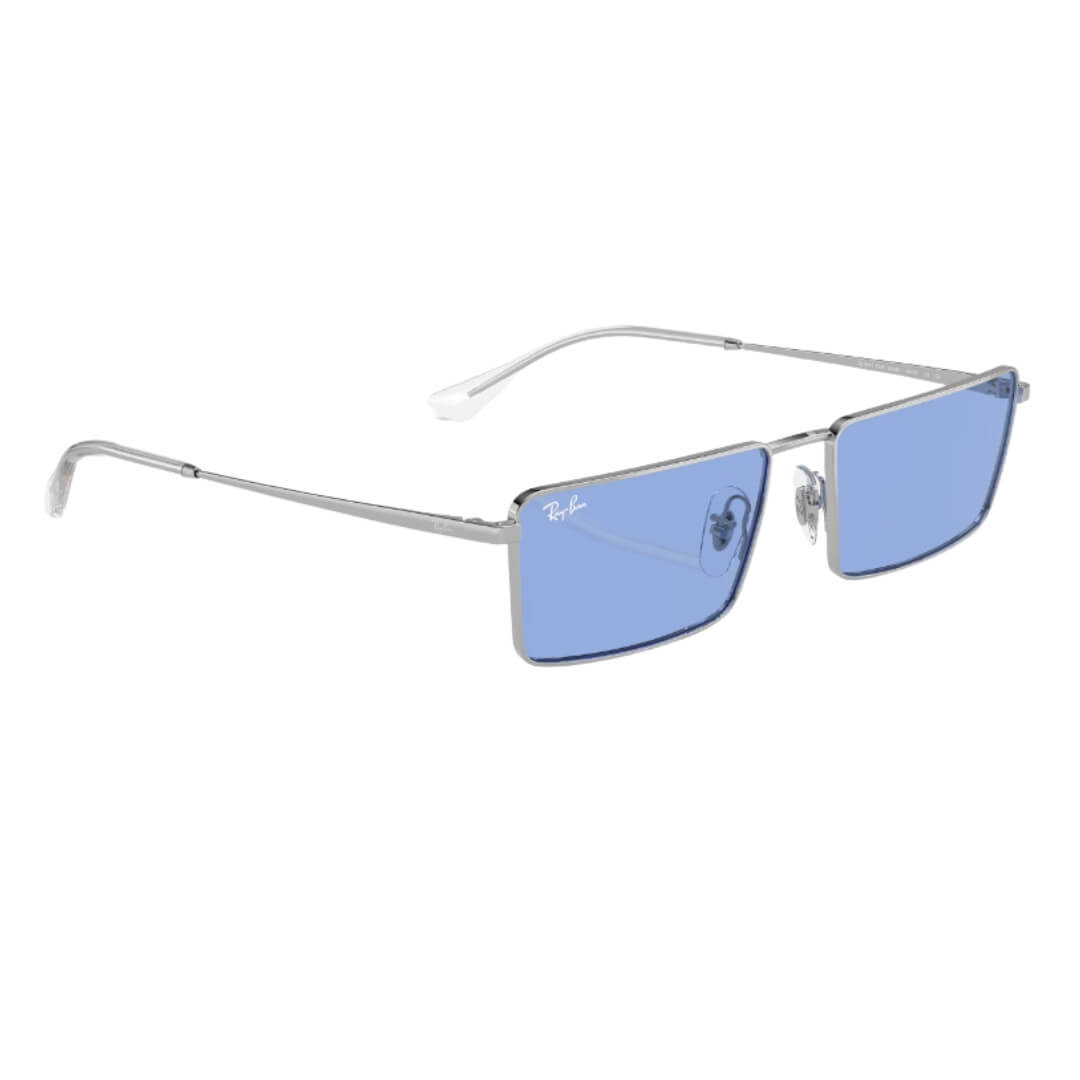 Ray-Ban Emy RB3741 003/80 - Silver Frame with Blue Lens Front Left View
