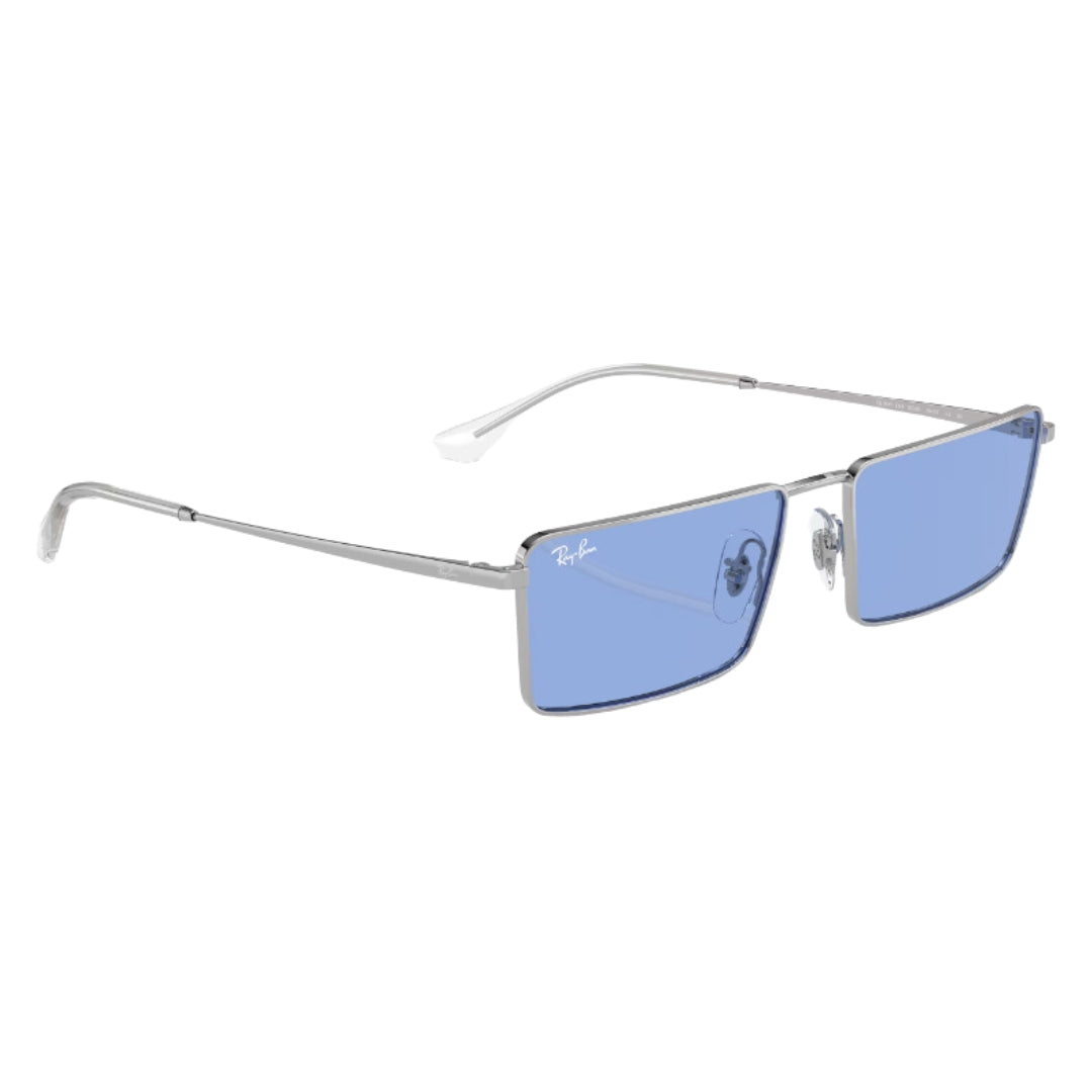 Ray-Ban Emy RB3741 003/80 59 - Silver Frame with Blue Lens Front Left View
