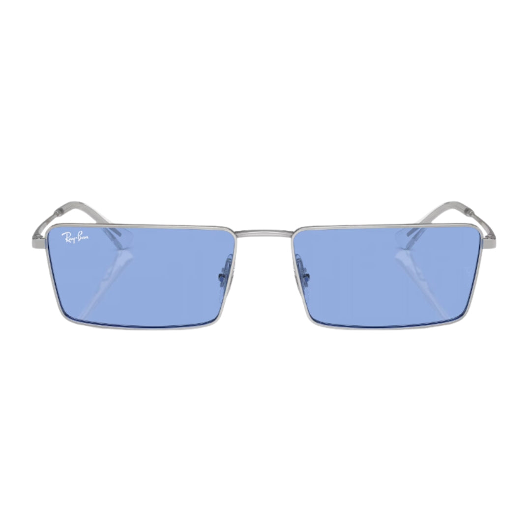 Ray-Ban Emy RB3741 003/80 59 - Silver Frame with Blue Lens Front View
