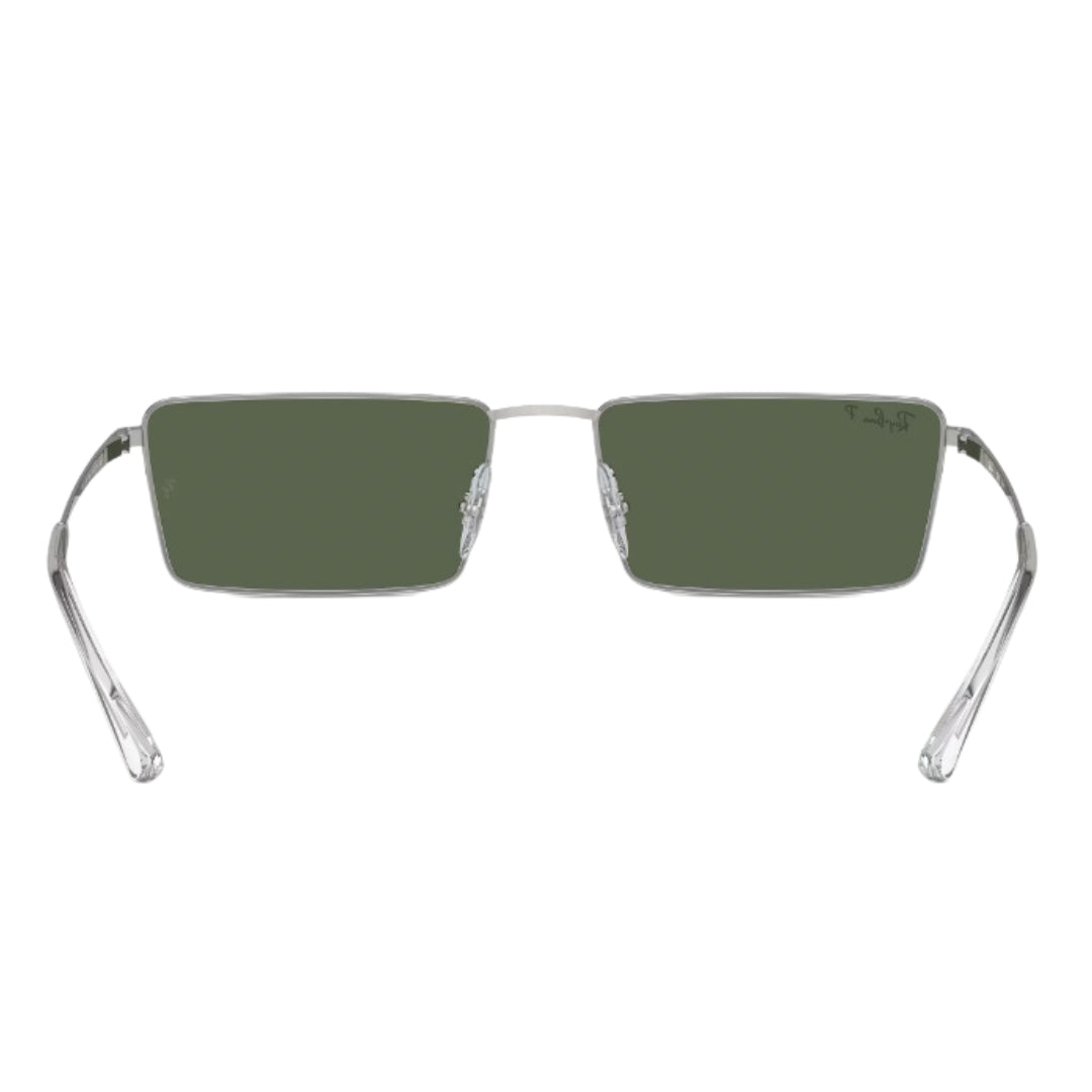 Ray-Ban Emy RB3741 003/9A - Silver Frame and Dark Green Polarized Lens Back Side View
