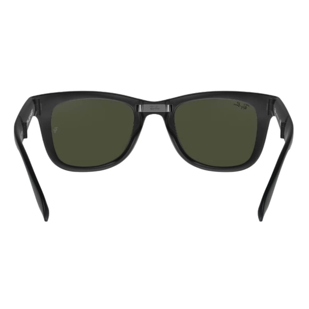 Ray-Ban Folding Wayfarer RB4105 601S 50 - Black Frame with Green Lens Back Side View
