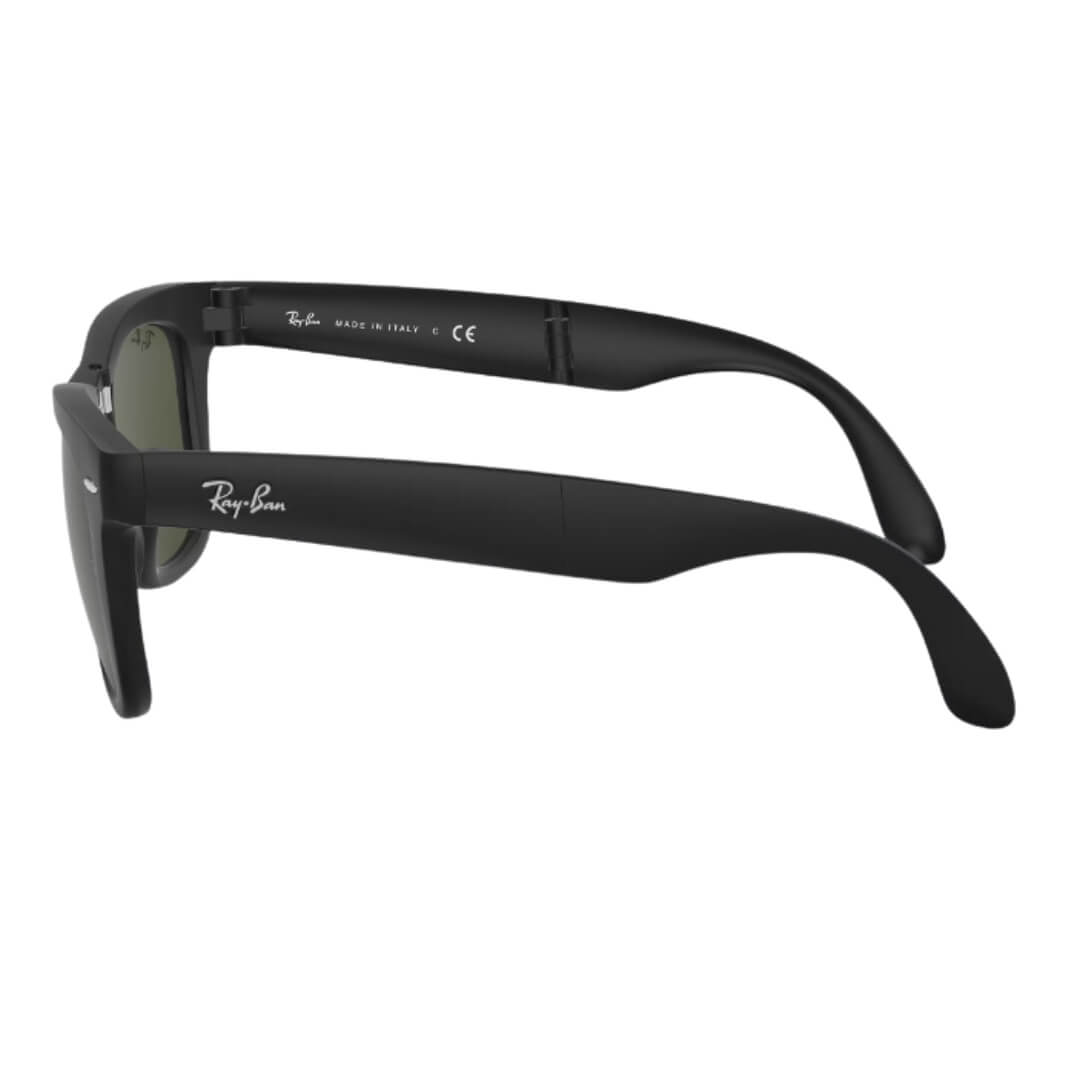 Ray-Ban Folding Wayfarer RB4105 601S 50 - Black Frame with Green Lens Side View
