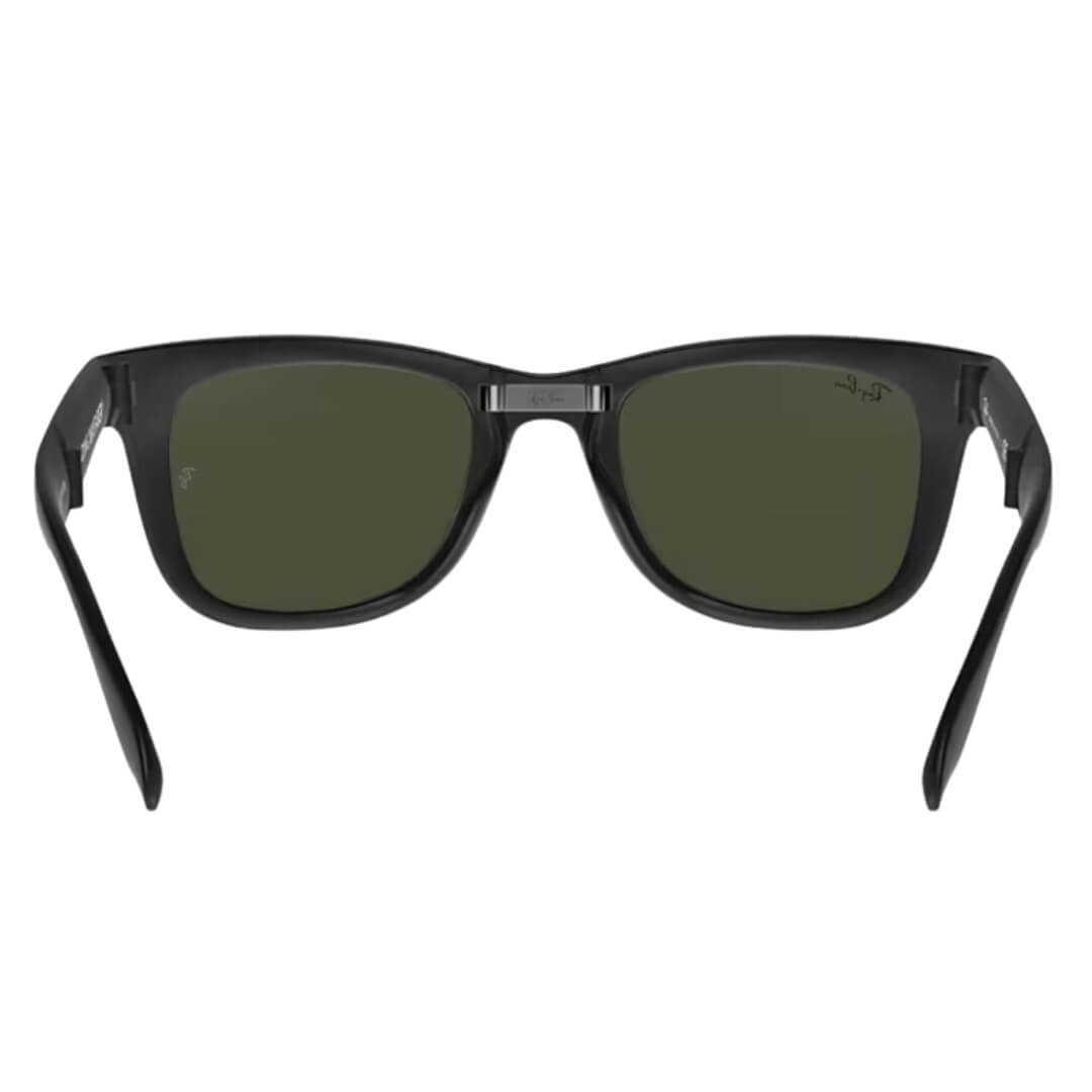 Ray-Ban Folding Wayfarer RB4105 601S 54 - Black Frame with Green Lens Back Side View