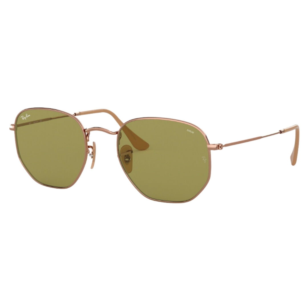 Ray-Ban Hexagonal Evolve RB3548N 91314C Copper - Green Lenses Front Left Side View