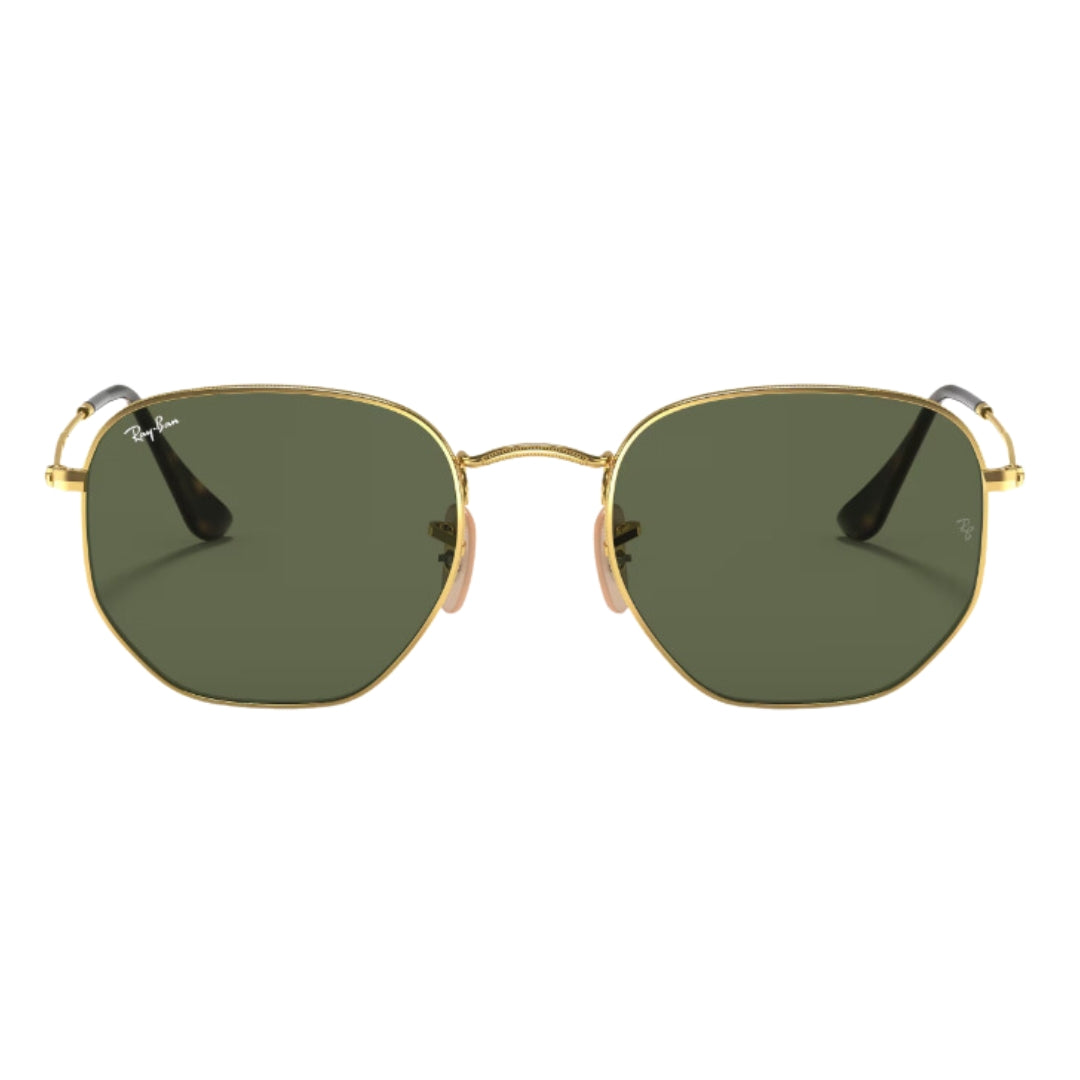 Ray-Ban Hexagonal Flat Lenses RB3548N 001 Gold Close Up Front View