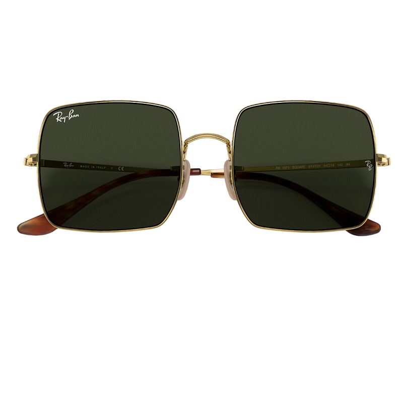 Ray-Ban Square Classic RB1971 914731 54MM Gold - Metal - Green Lenses for Men And Women