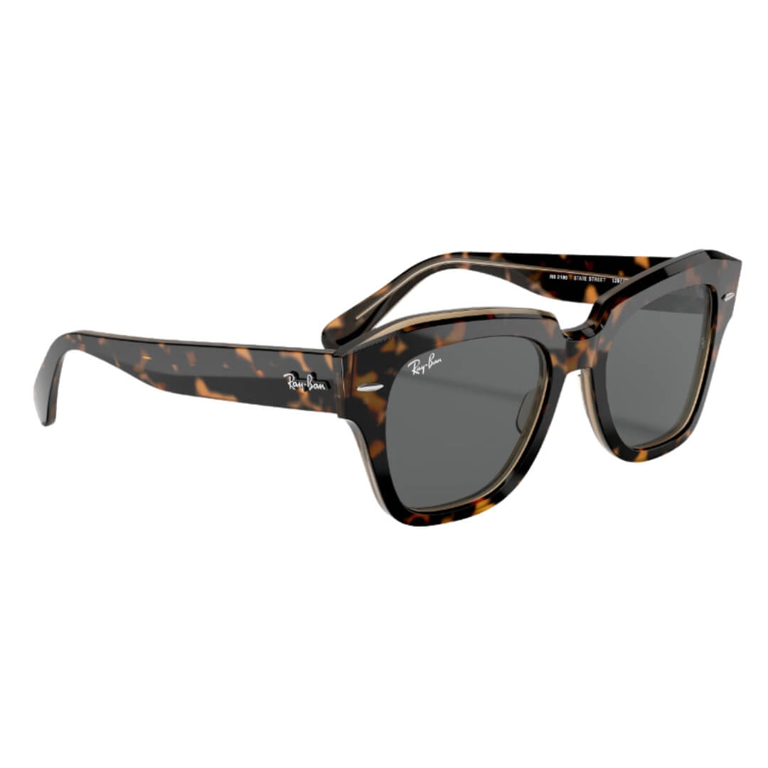 Ray-Ban State Street RB2186 1292B1 49 Havana Transparent Brown Frame, Dark Grey Lens Front Right View