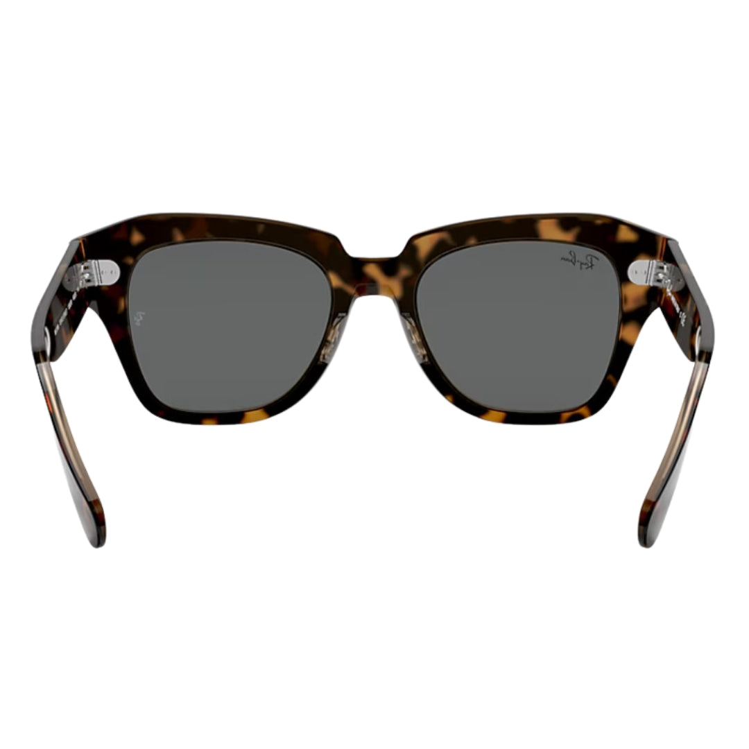 Ray-Ban State Street RB2186 1292B1 52 Havana Transparent Brown Frame, Dark Grey Lens Back Side View