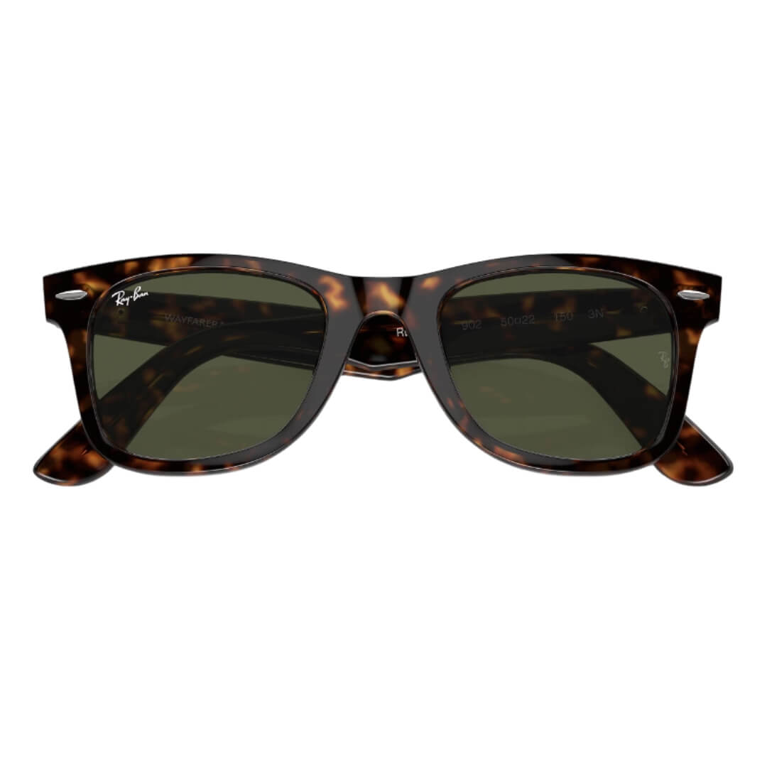 Ray-Ban Wayfarer RB2140 902 - Tortoise Frame with Green Lens Folded View
