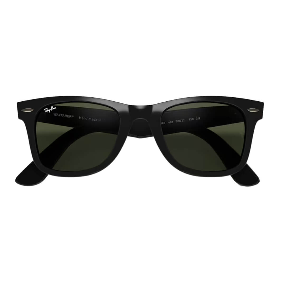 Ray-Ban Wayfarer RB4340 601 - Black Frame with Green Lens Folded View