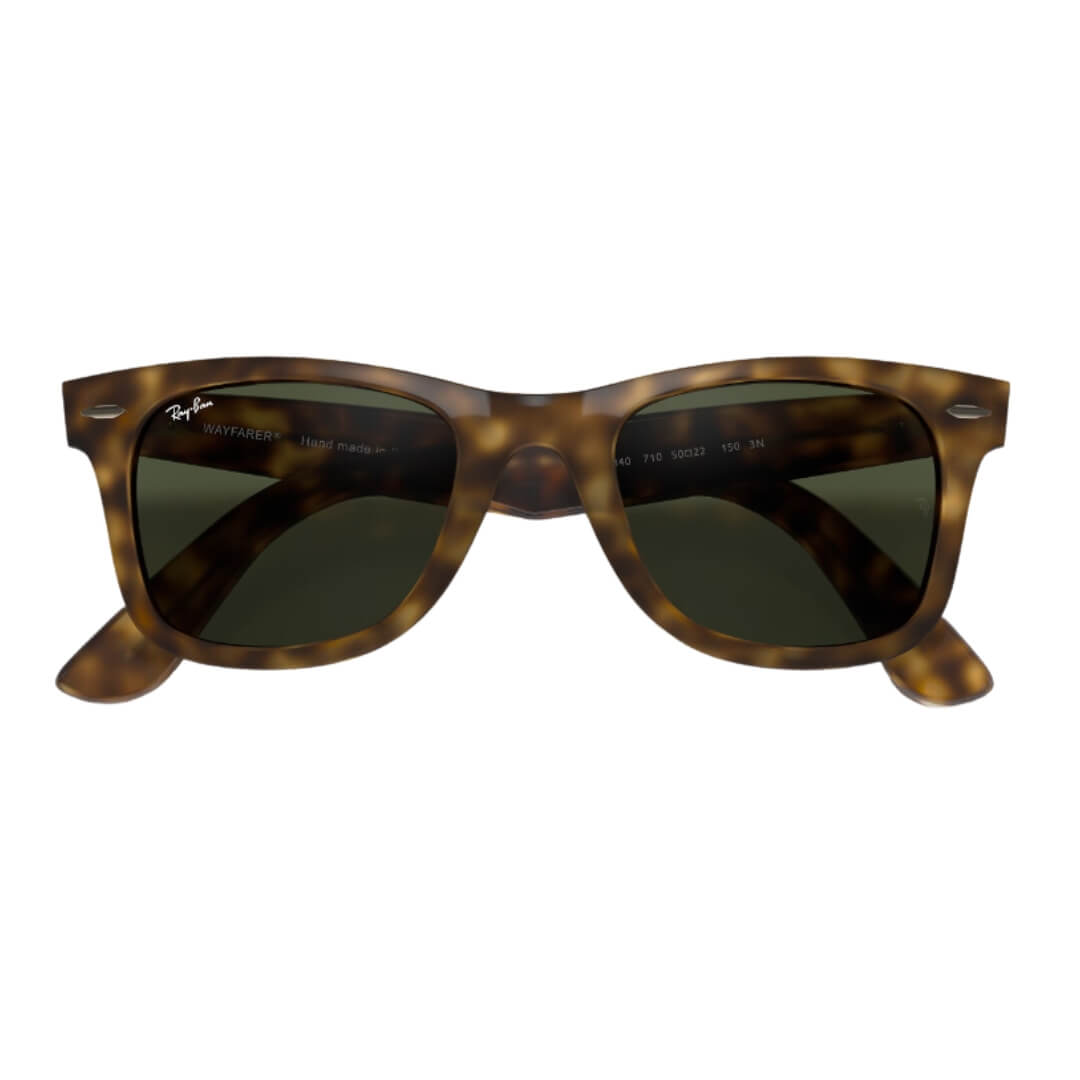 Ray-Ban Wayfarer RB4340 710 Light Havana Frame, Green Lens Folded View