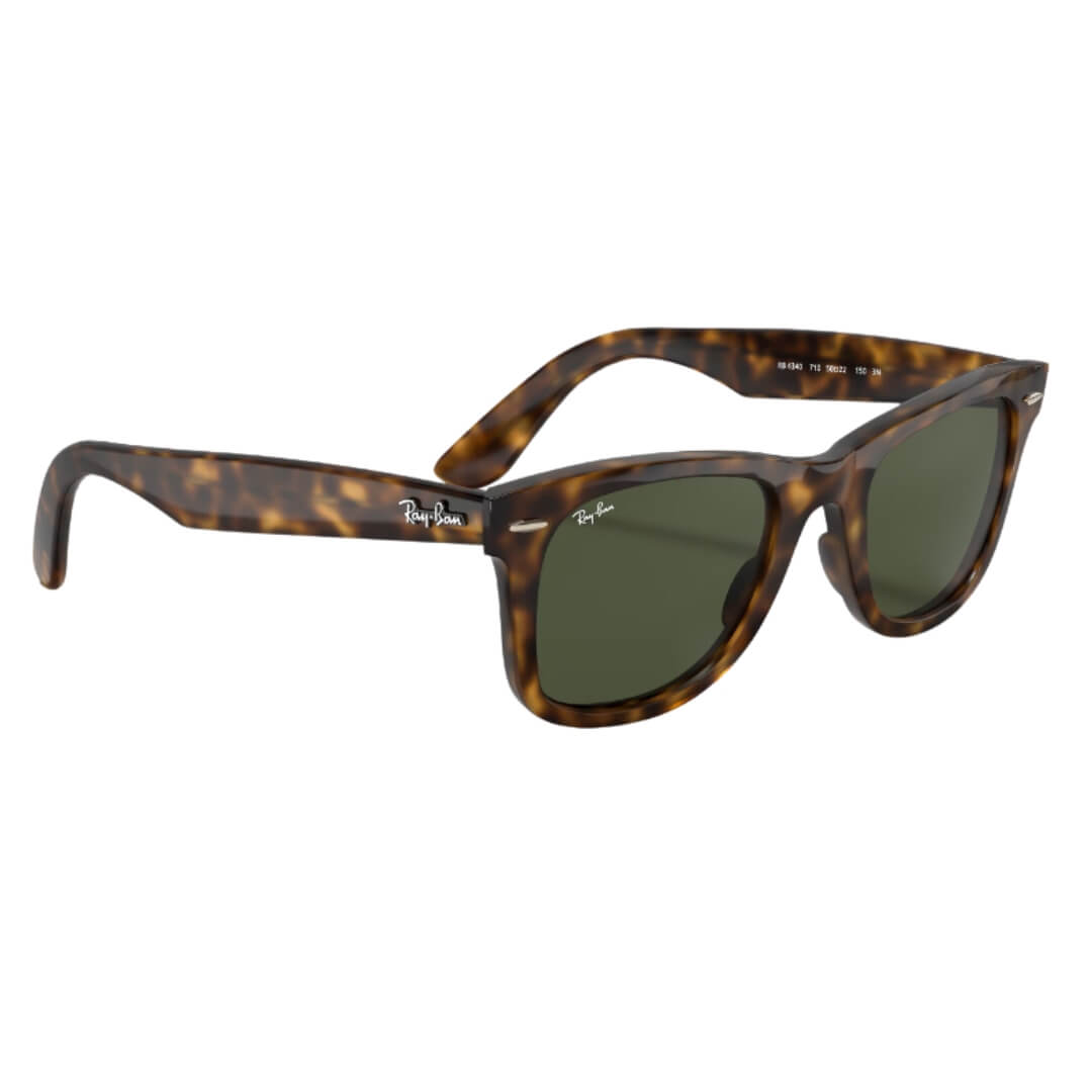 Ray-Ban Wayfarer RB4340 710 Light Havana Frame, Green Lens Front Right View