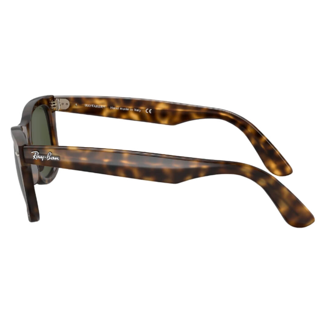 Ray-Ban Wayfarer RB4340 710 Light Havana Frame, Green Lens Side View