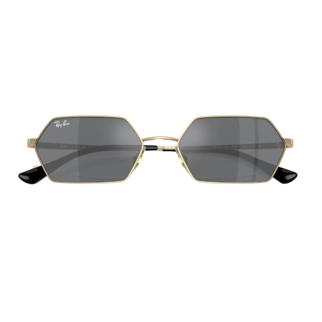 Ray-Ban Yevi RB3728 92136V 55 Light Gold Frame, Dark Grey Lens Folded View
