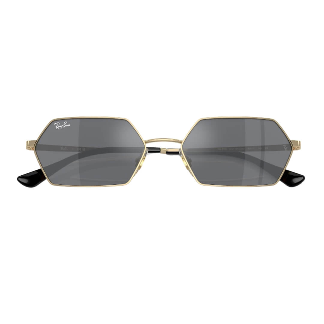 Ray-Ban Yevi RB3728 92136V 58 Light Gold Frame, Dark Grey Lens Folded View
