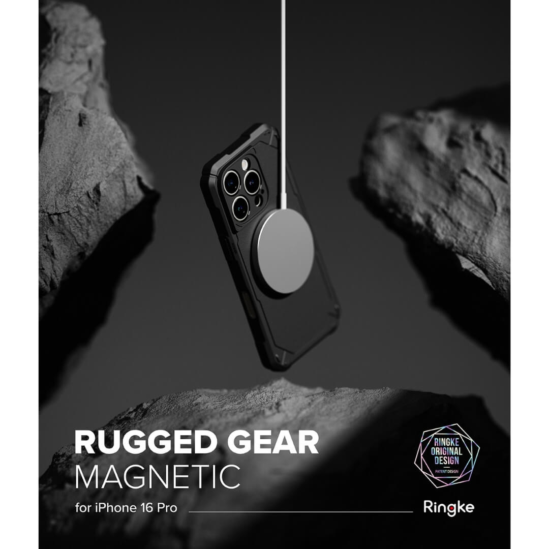 iPhone 16 Pro Case Rugged Gear Magnetic Black by Ringke