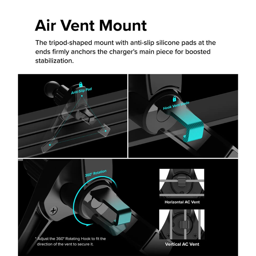 Air vent mount with tripod sharped mount with Anti-slip silicon pads