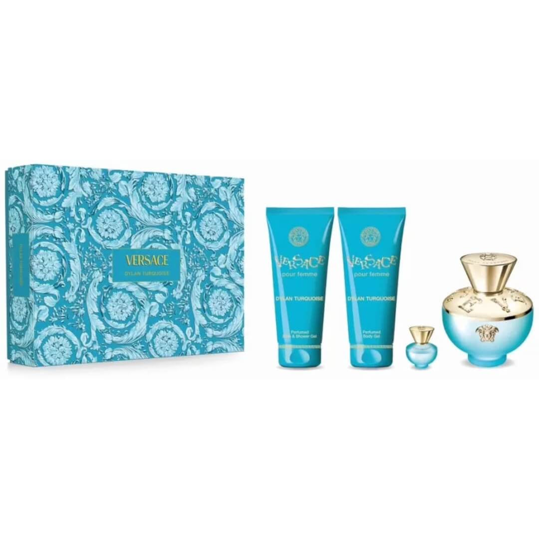 Versace Dylan Turquoise EDT 100ml 4 Piece Gift Set for Women – Buy now at Gadgets Online NZ