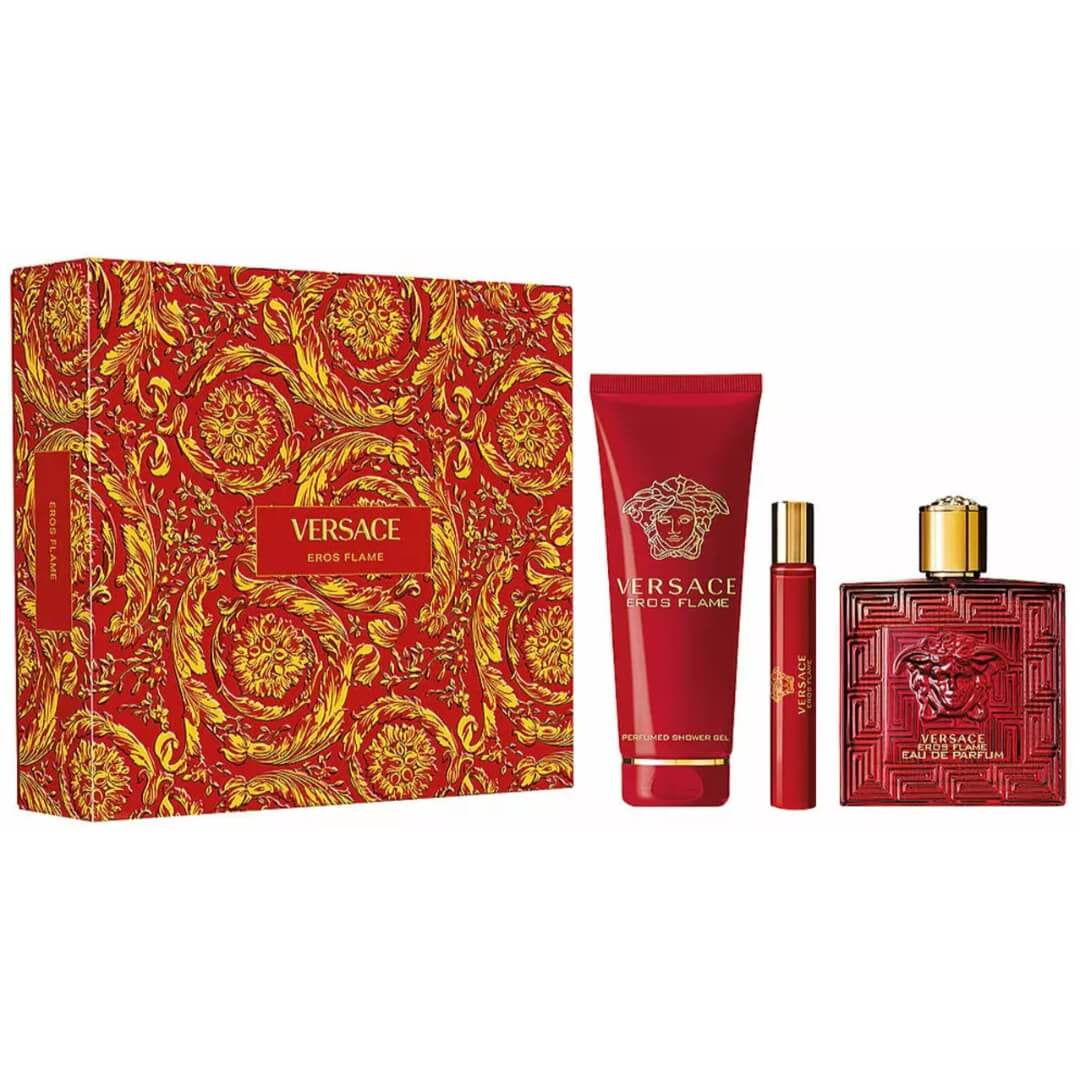 Versace Eros Flame EDP 100ml 3PC Set + Shower Gel + 10ml