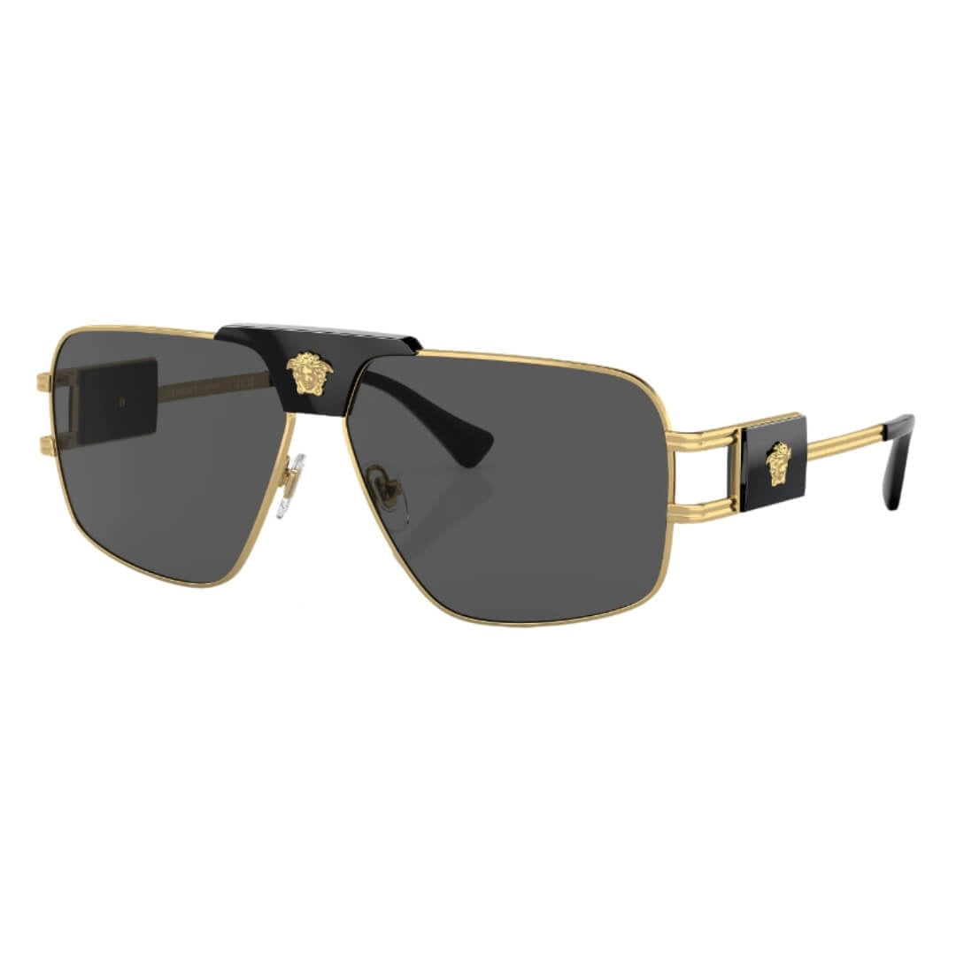 Versace VE2251 100287 Sunglasses Gold Frame with Dark Grey Lens Front Left View