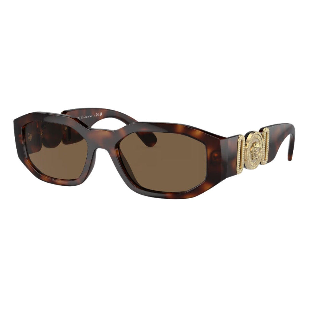 Versace VE4361 521773 Sunglasses Havana Frame with Dark Brown Lens Front Left View