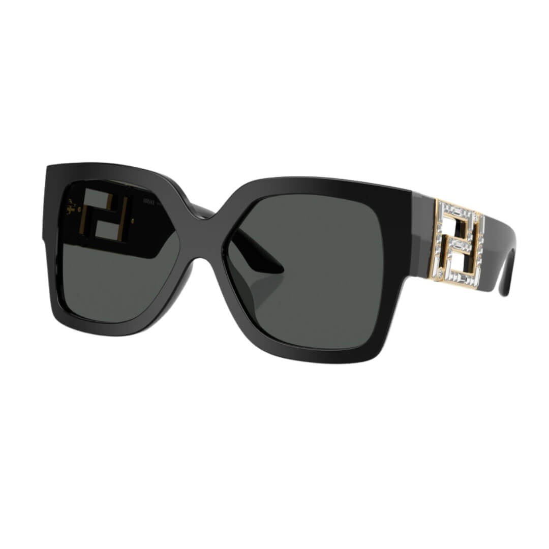 Versace VE4402 547887 Sunglasses Black Frame, Dark Grey Lens Front Left View