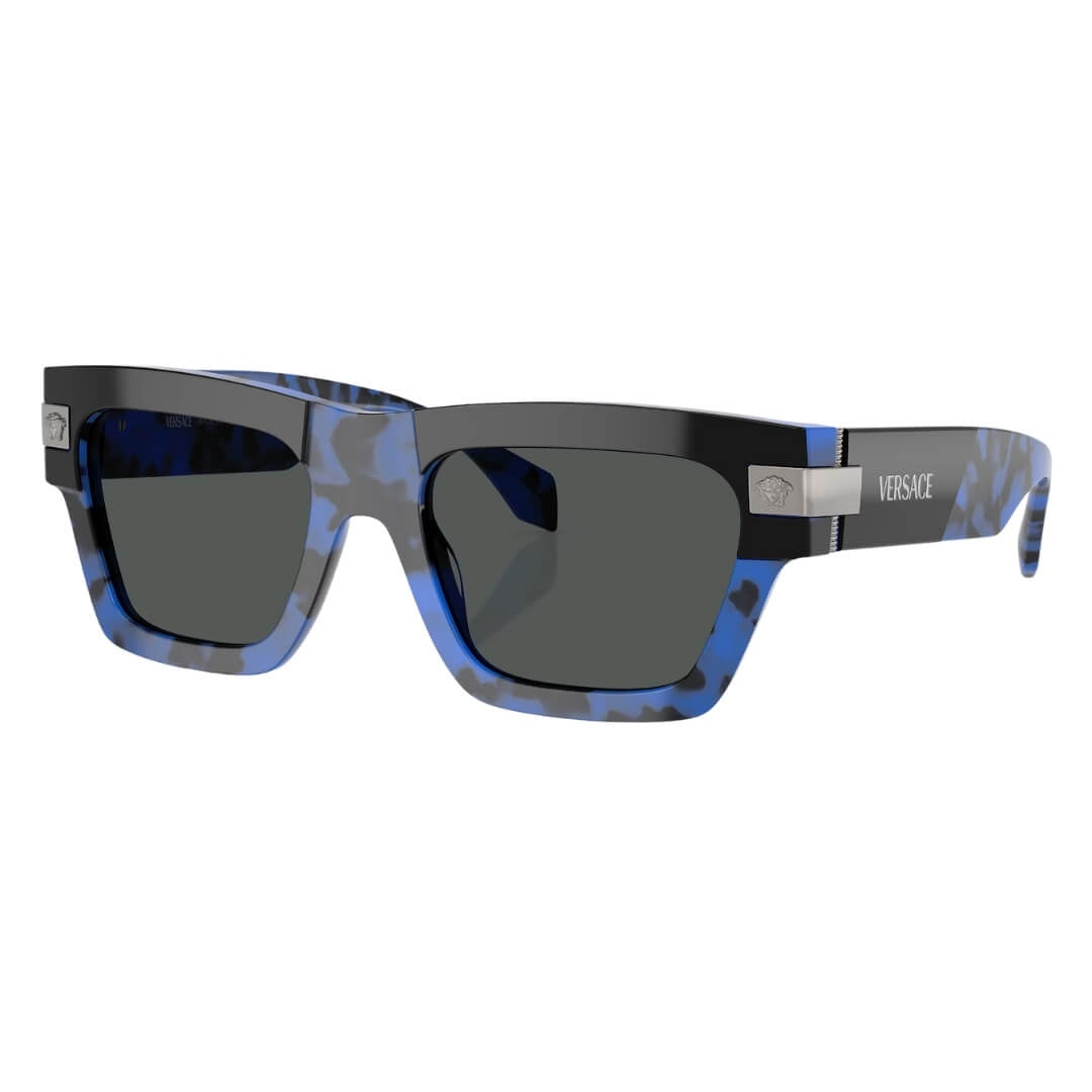 Versace VE4464 545887 - Havana Blue Frame, Dark Grey Lens Front Left View