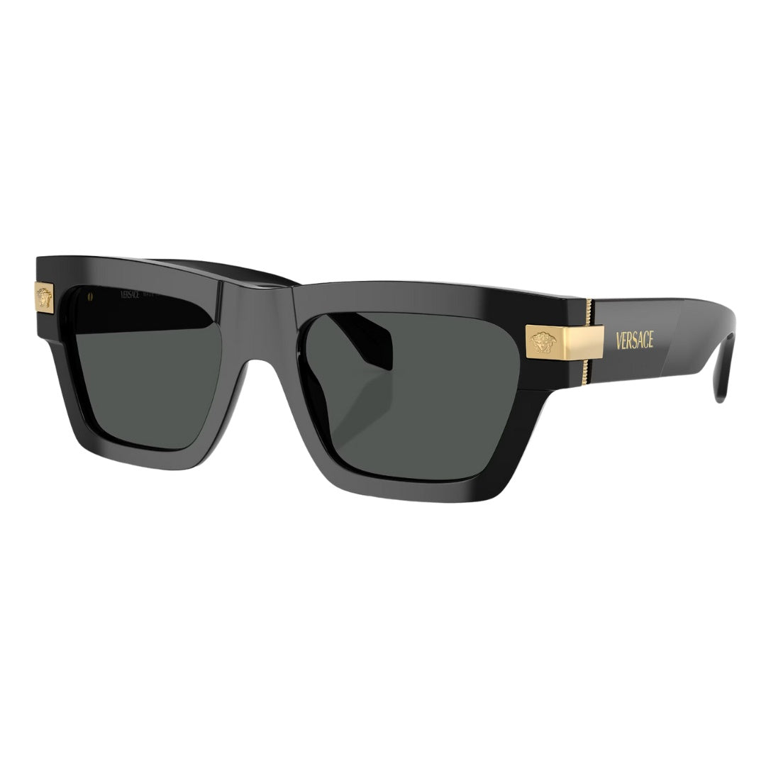 Versace VE4464 GB1/87 Sunglasses - Black Frame, Dark Grey Lens Front Left View