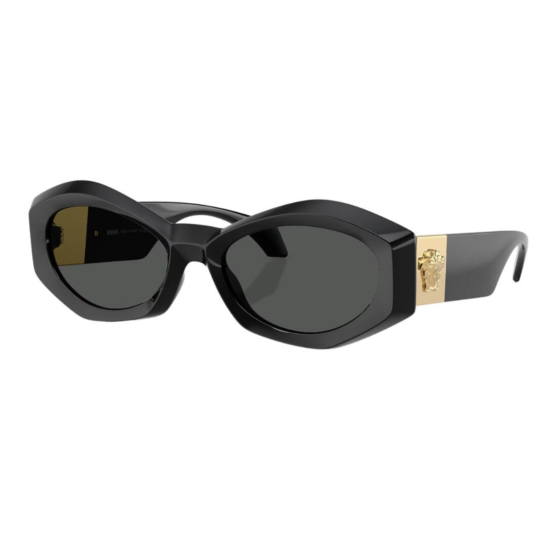 Versace VE4466U GB1/87 Sunglasses - Black Frame, Dark Grey Lens Front Left View