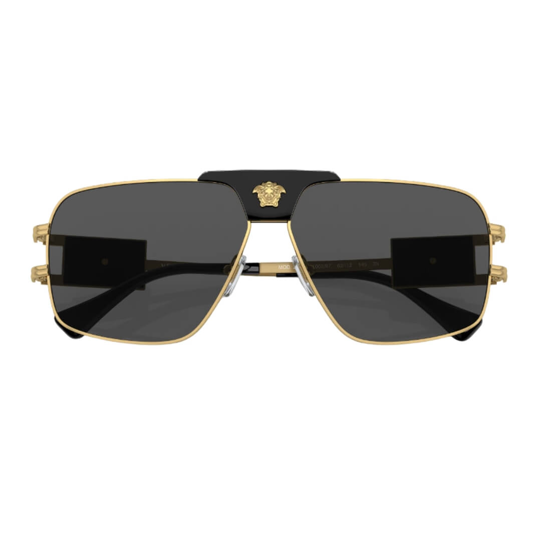 Versace VE2251 100287 Sunglasses Gold Frame with Dark Grey Lens Folded View