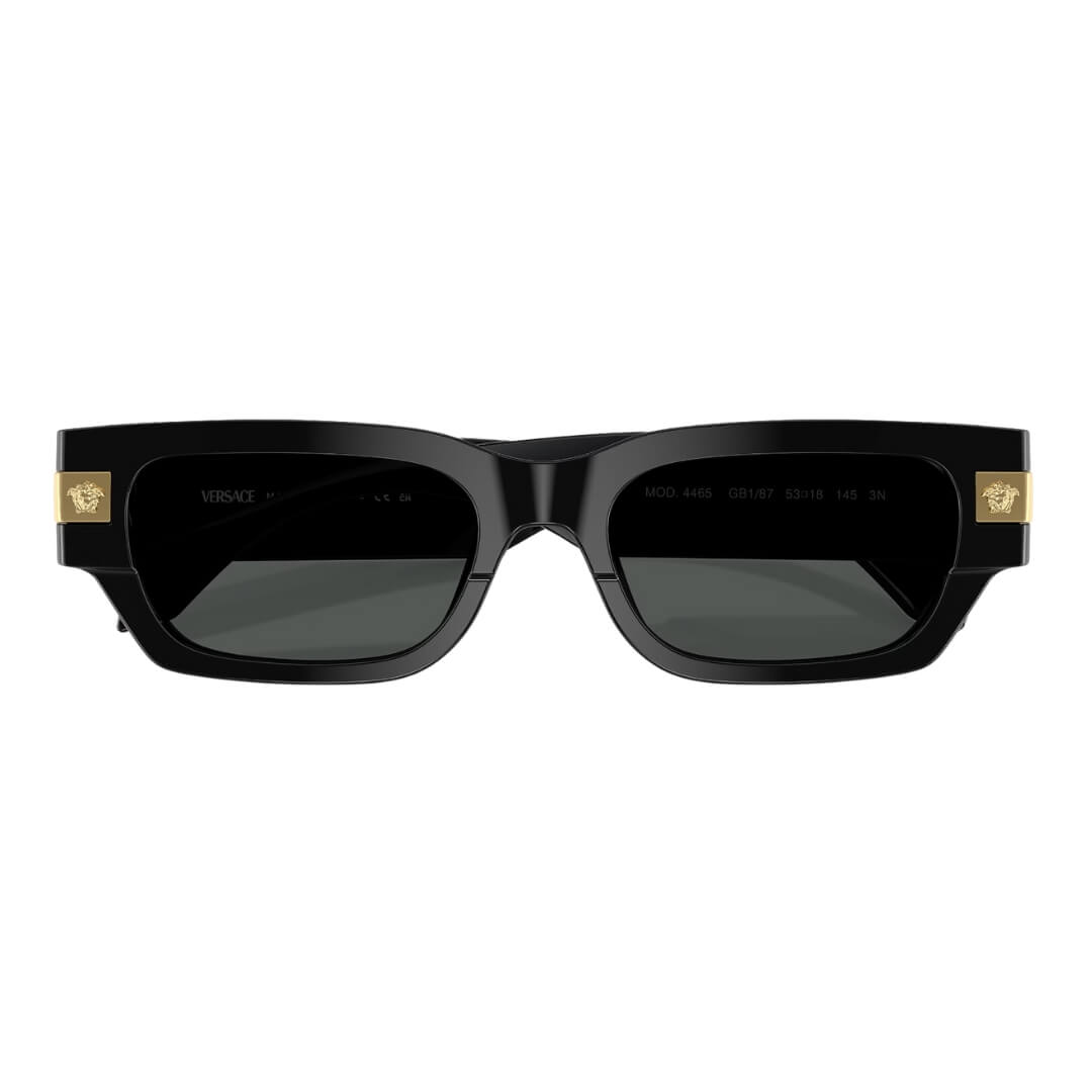 Versace VE4465 GB1/87 Sunglasses - Black Frame, Dark Grey Lens  Folded View