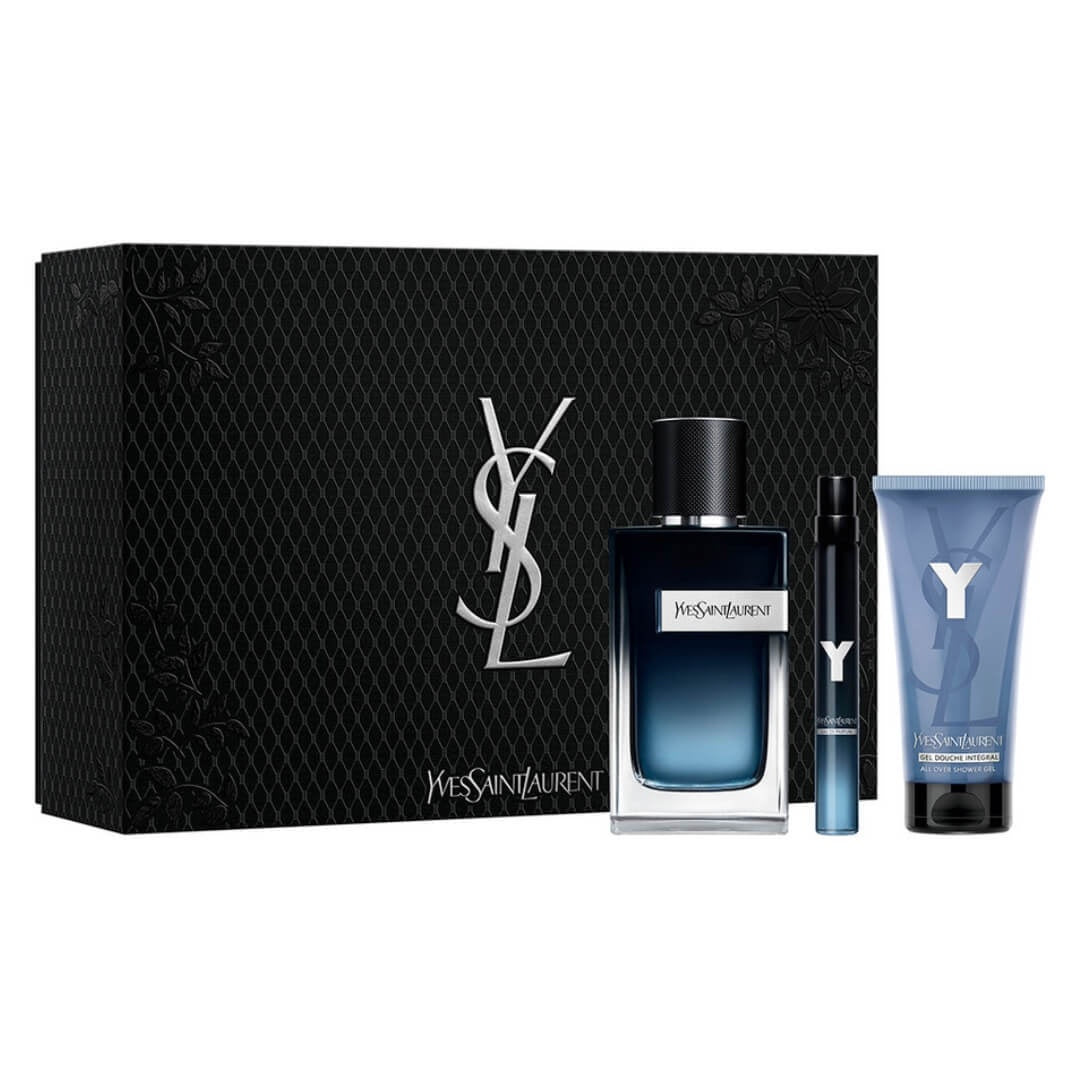 Yves Saint Laurent Y EDP 100ml 3-Piece Gift Set – Fresh and woody men’s fragrance with apple, ginger, sage, and amberwood. Available at Gadgets Online NZ.