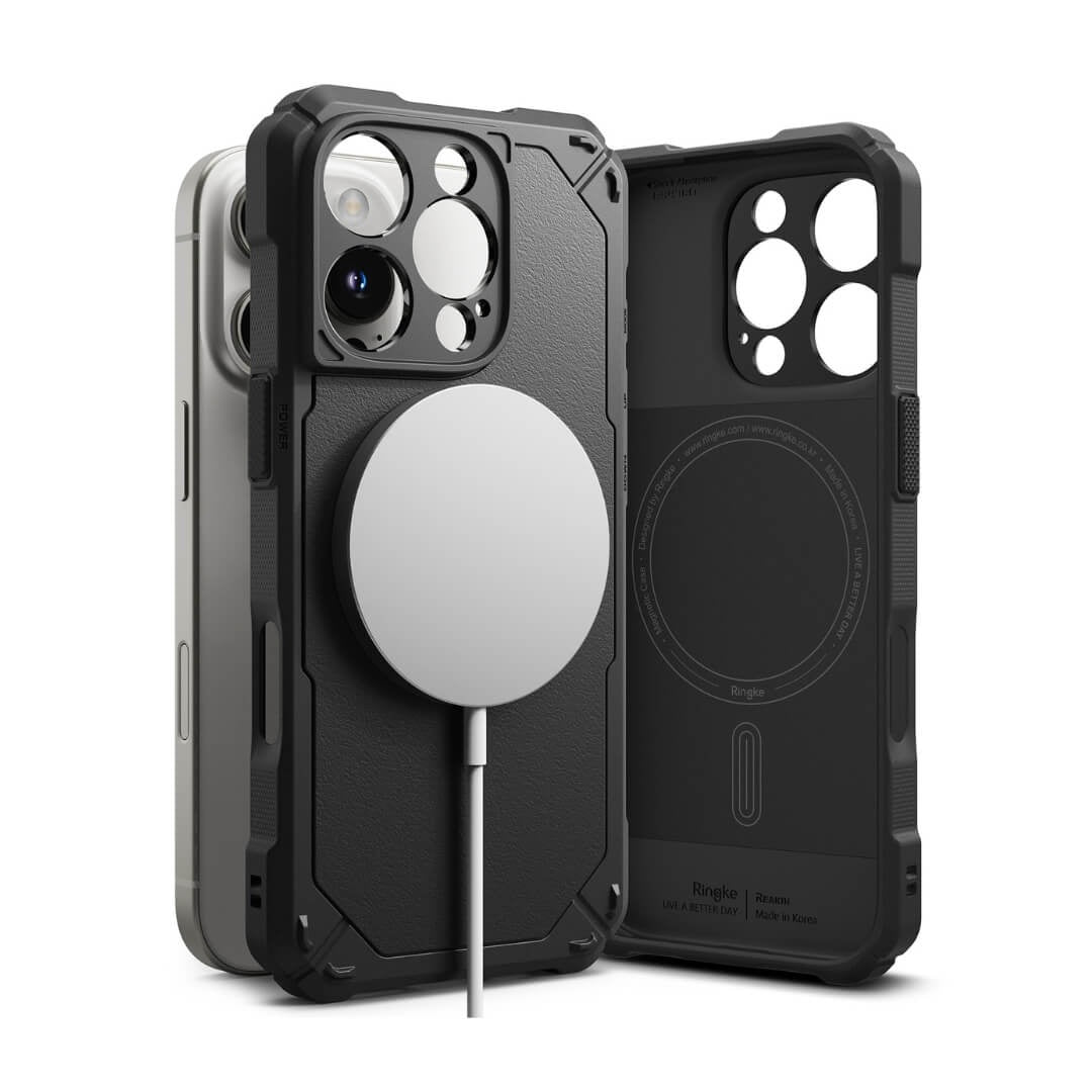 iPhone 16 Pro Case Rugged Gear Magnetic Black by Ringke