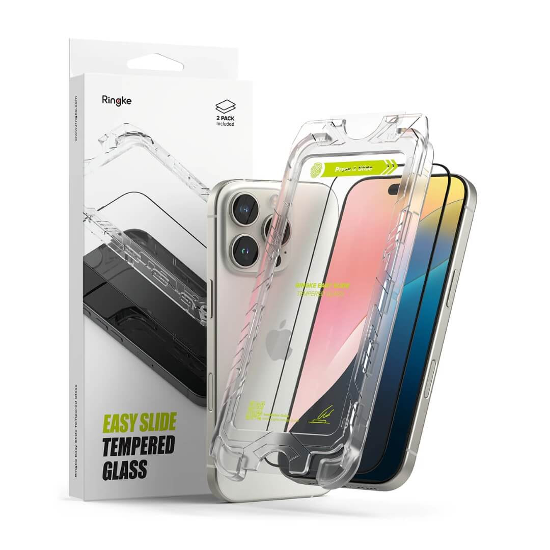 iPhone 16 Pro Screen Protector Easy Slide Tempered Glass 2 Pack